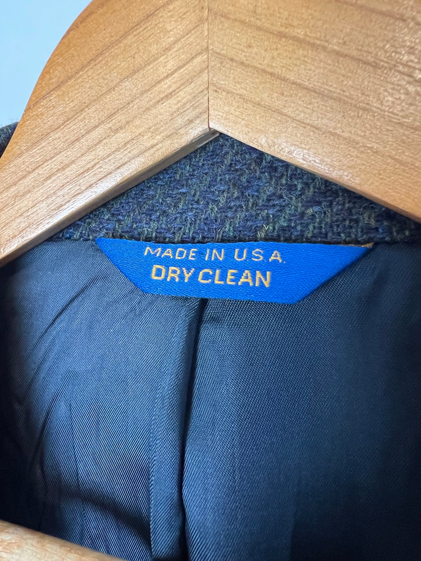 Pendleton Gray Plaid Wool Blazer with Leather Buttons - Size 46