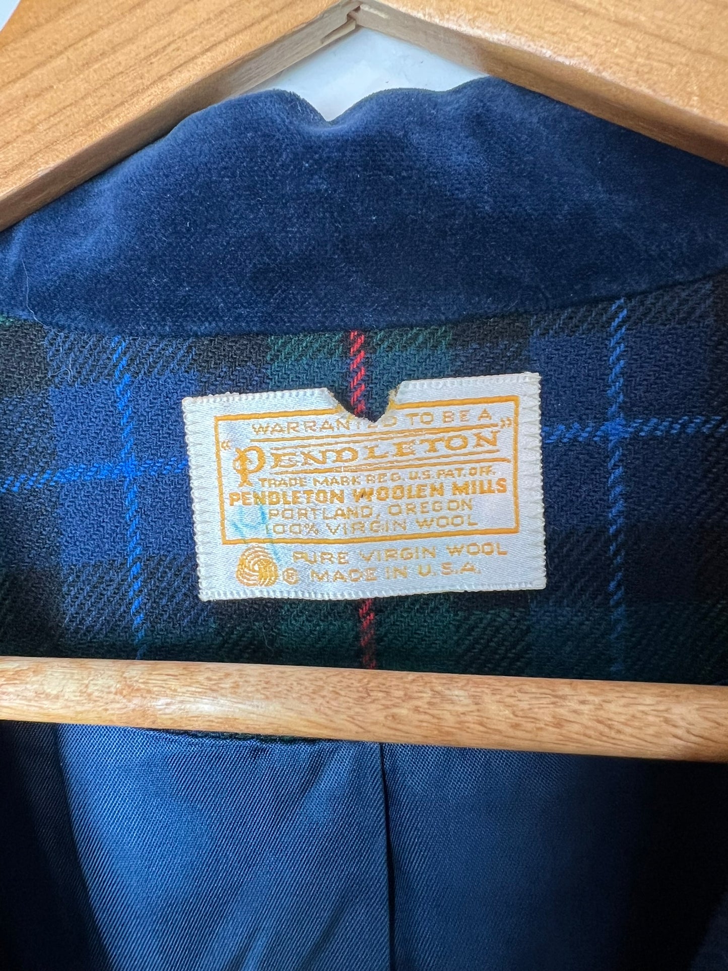 Pendleton Tartan Blazer Velvet Collar Wool - Women's 14