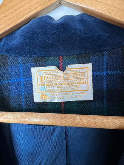 Pendleton Tartan Blazer Velvet Collar Wool - Women's 14