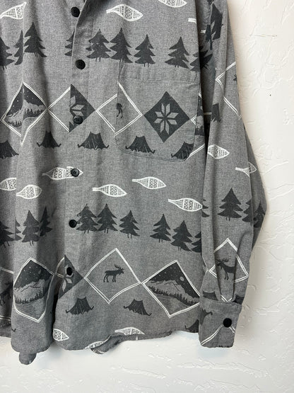 True Grit Outdoor Print Flannel with Moose and Mountains - S