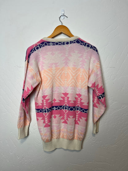 Scenario Knits Southwestern Aztec Sweater Pink - Size S