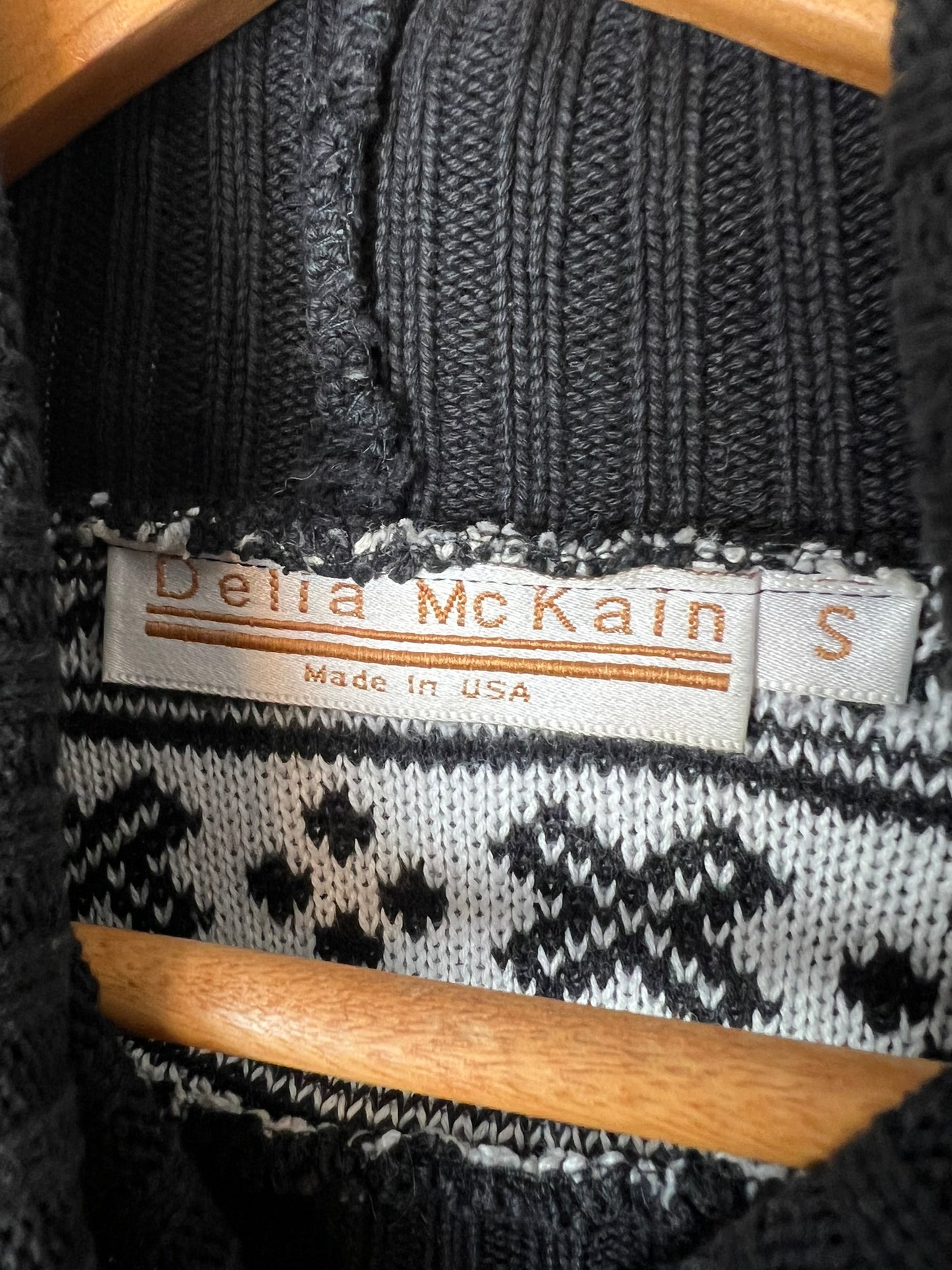 Delia McKain Fair Isle Turtleneck Black & White - S