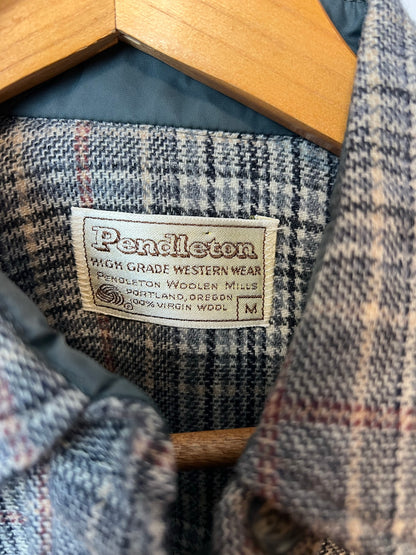 Pendleton Grey Glen Plaid Virgin Wool Western Blazer - Size M