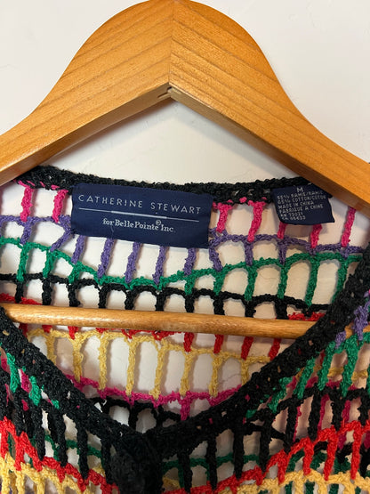 Catherine Stewart Rainbow Crochet Sweater - Size M
