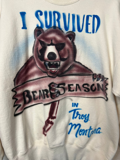 Jerzees Airbrush Bear Season Sweatshirt Troy Montana - L