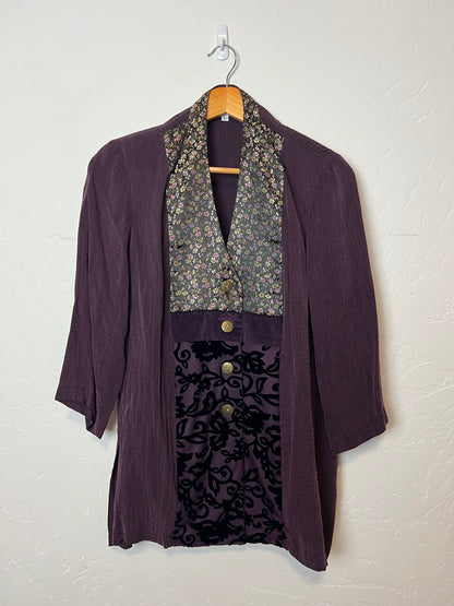 Naturally Yours Honolulu Plum Patchwork Hawaiian Blouse - Size L