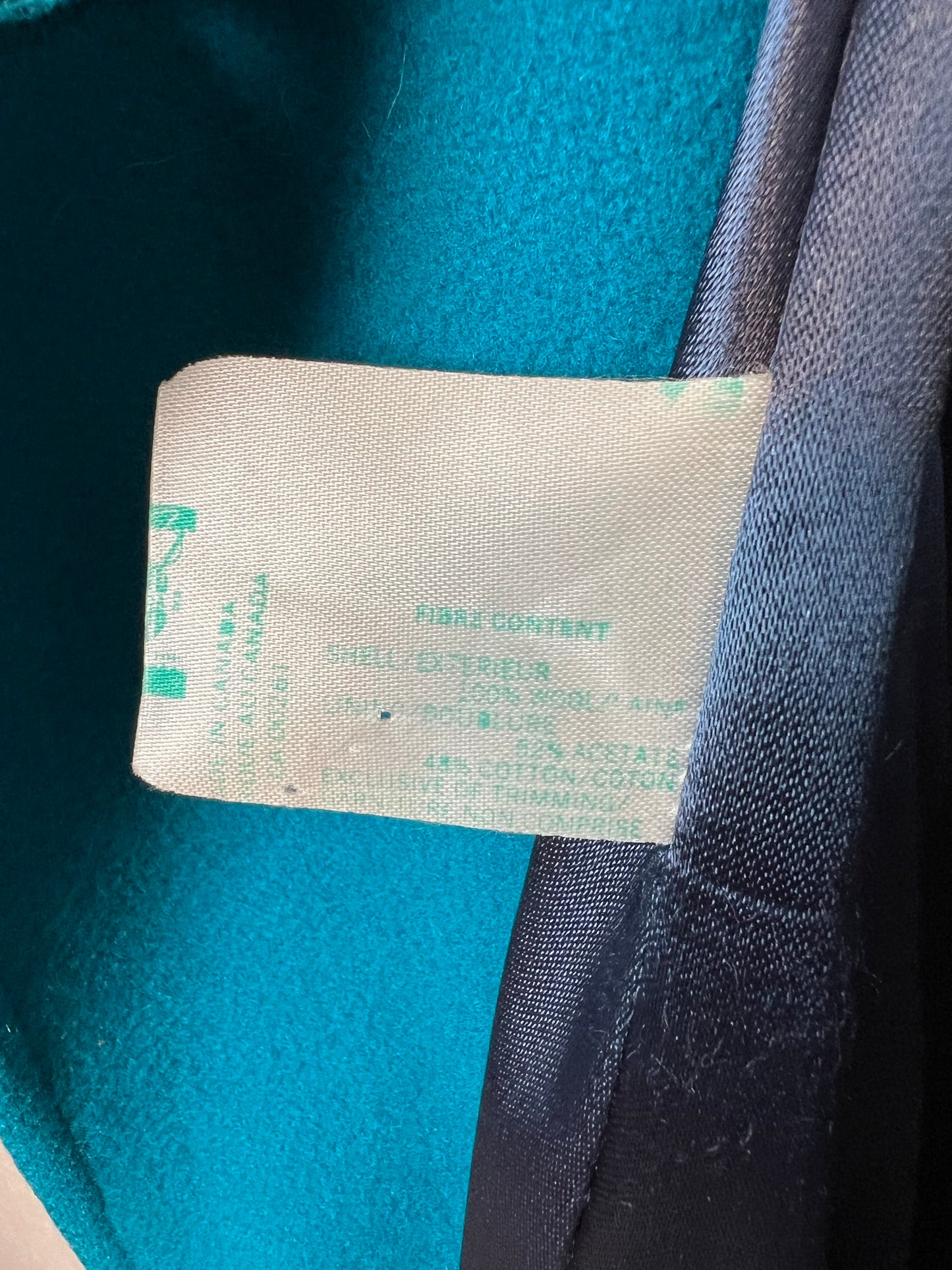 L'Image by Irving Posluns Teal Wool Overcoat - M