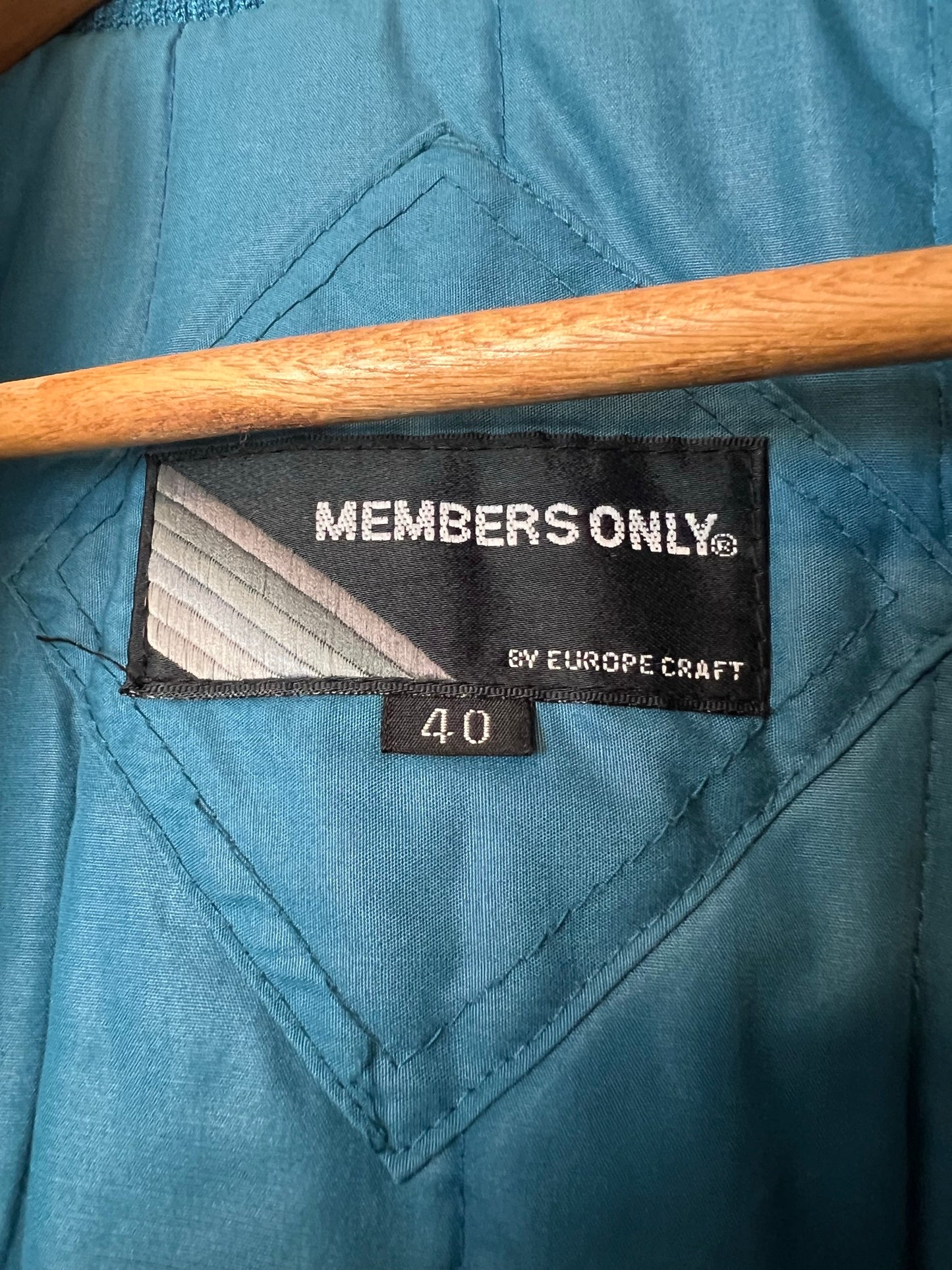 Members Only Teal Bomber Jacket - Size 40