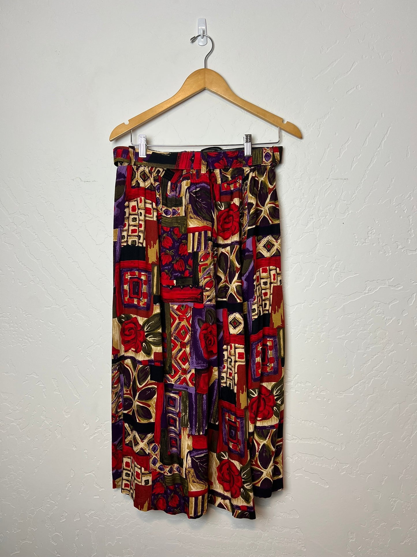 Jessica Scott Abstract Print Rayon Midi Skirt - M