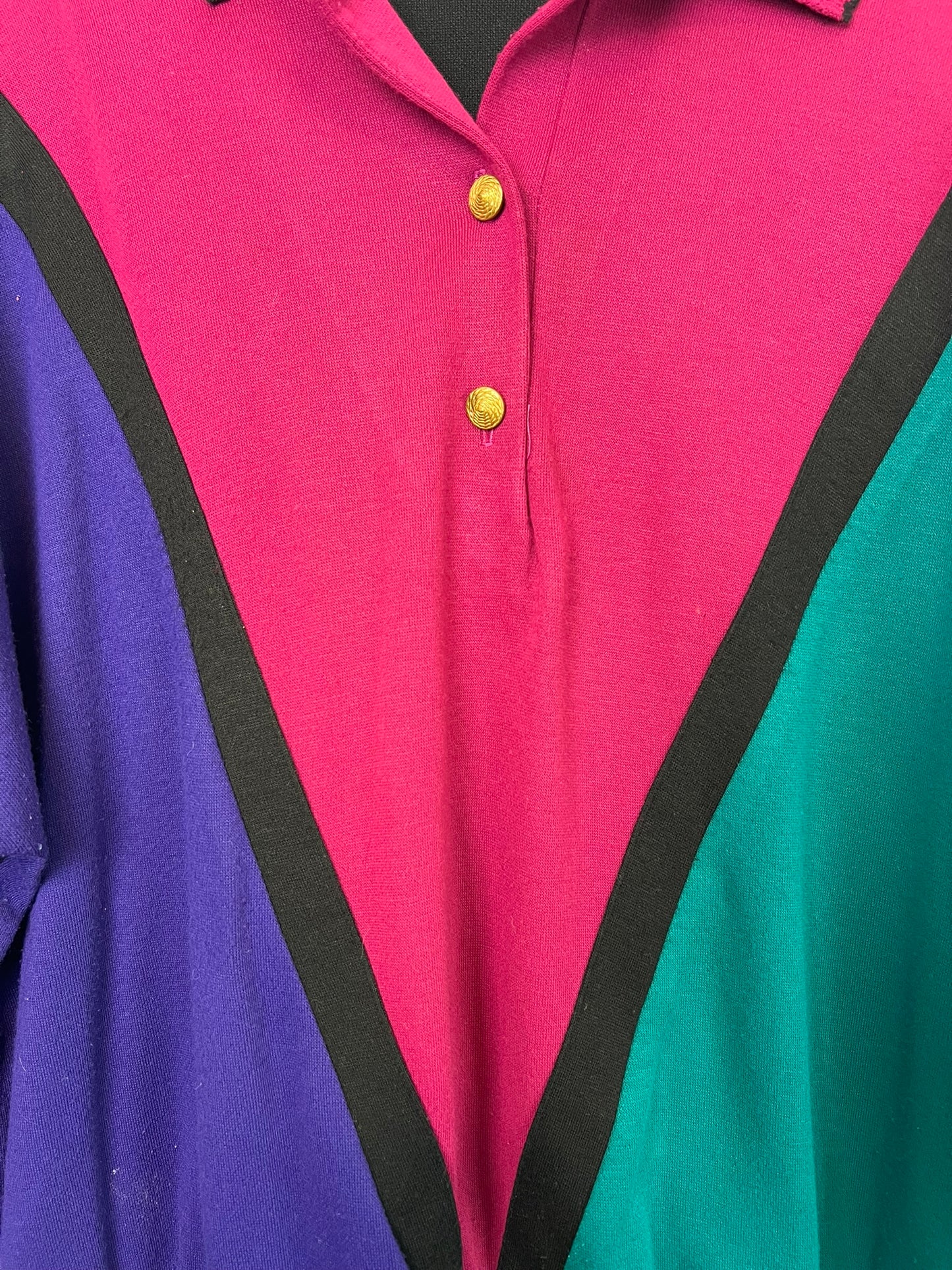 Colorblock V-Panel Polo Sweatshirt - L