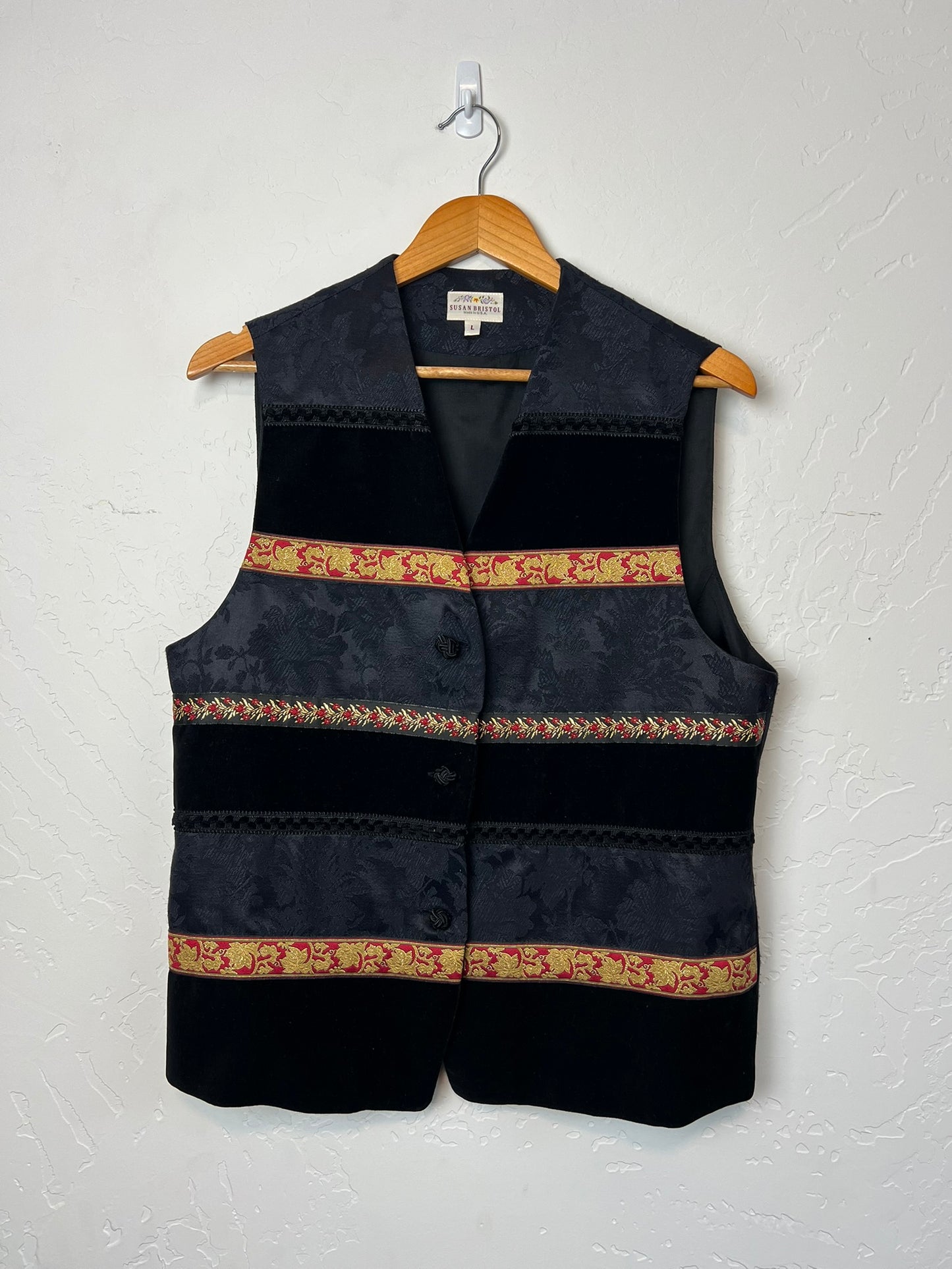Susan Bristol Jacquard & Velvet Tapestry Vest - L