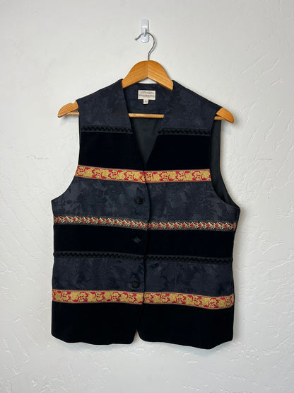 Susan Bristol Jacquard & Velvet Tapestry Vest - L