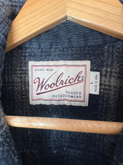 Woolrich Wool Flannel Shirt Charcoal Shadow Plaid - L