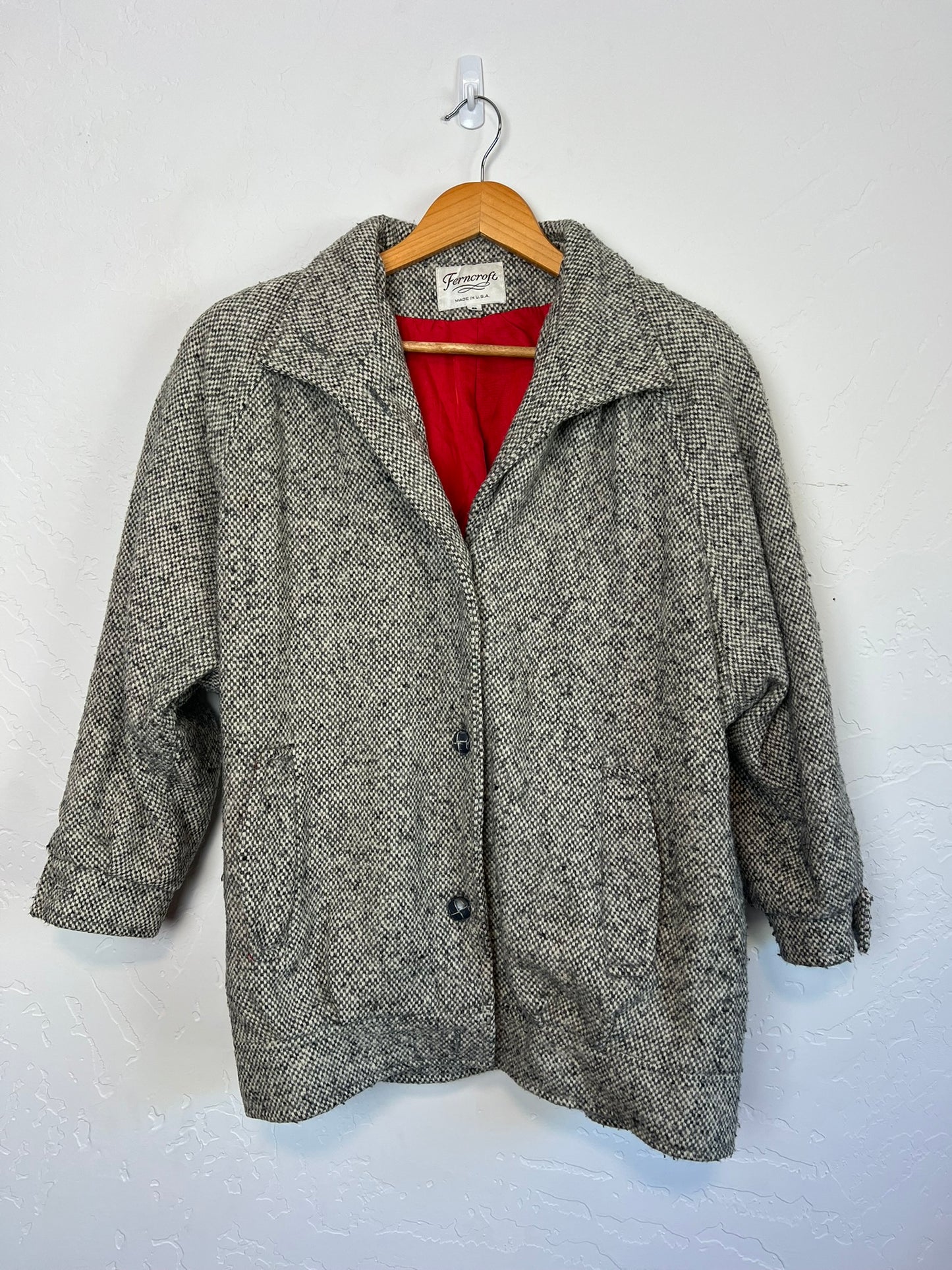 Ferncroft Herringbone Tweed Coat - Size 8