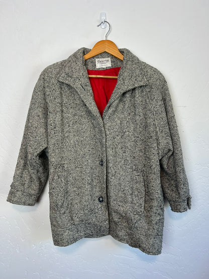 Ferncroft Herringbone Tweed Coat - Size 8