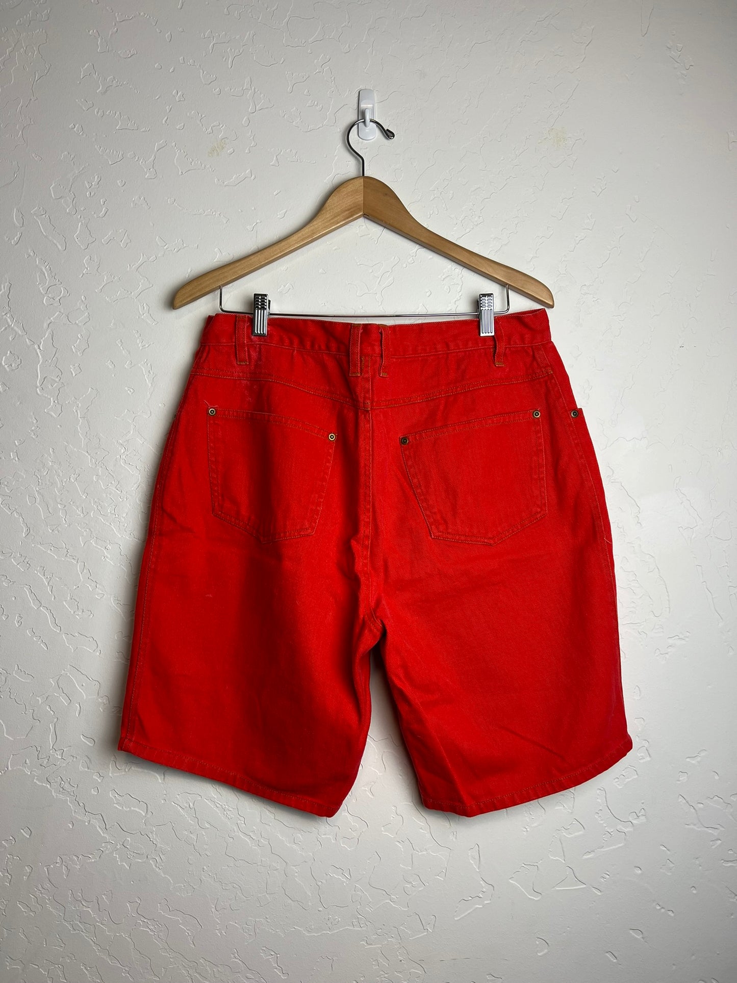 Mickey Unlimited Red Denim Shorts Embroidered - 36