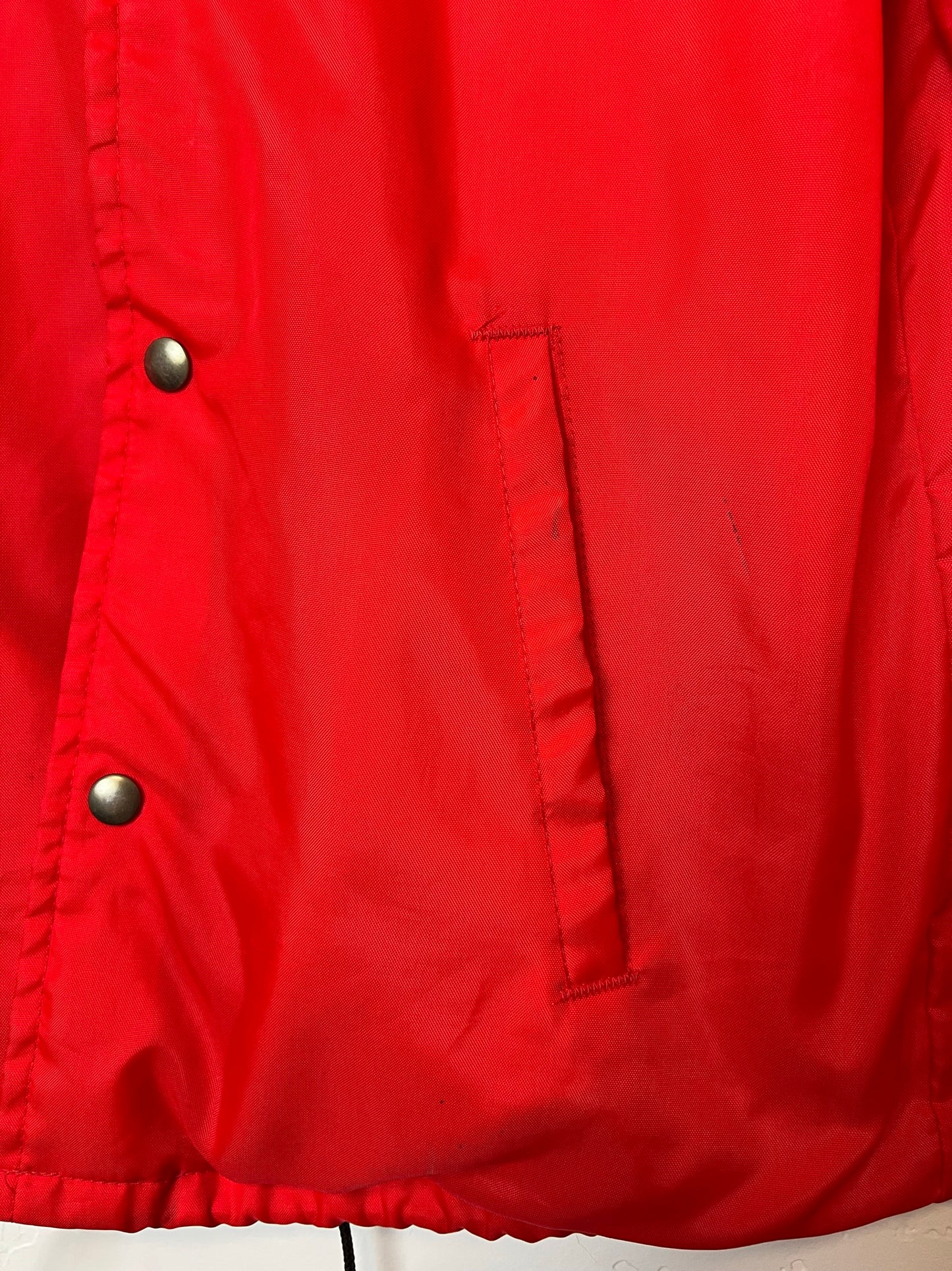 Red Nylon Windbreaker with Desert's Edge R.V. Park Print - Size M