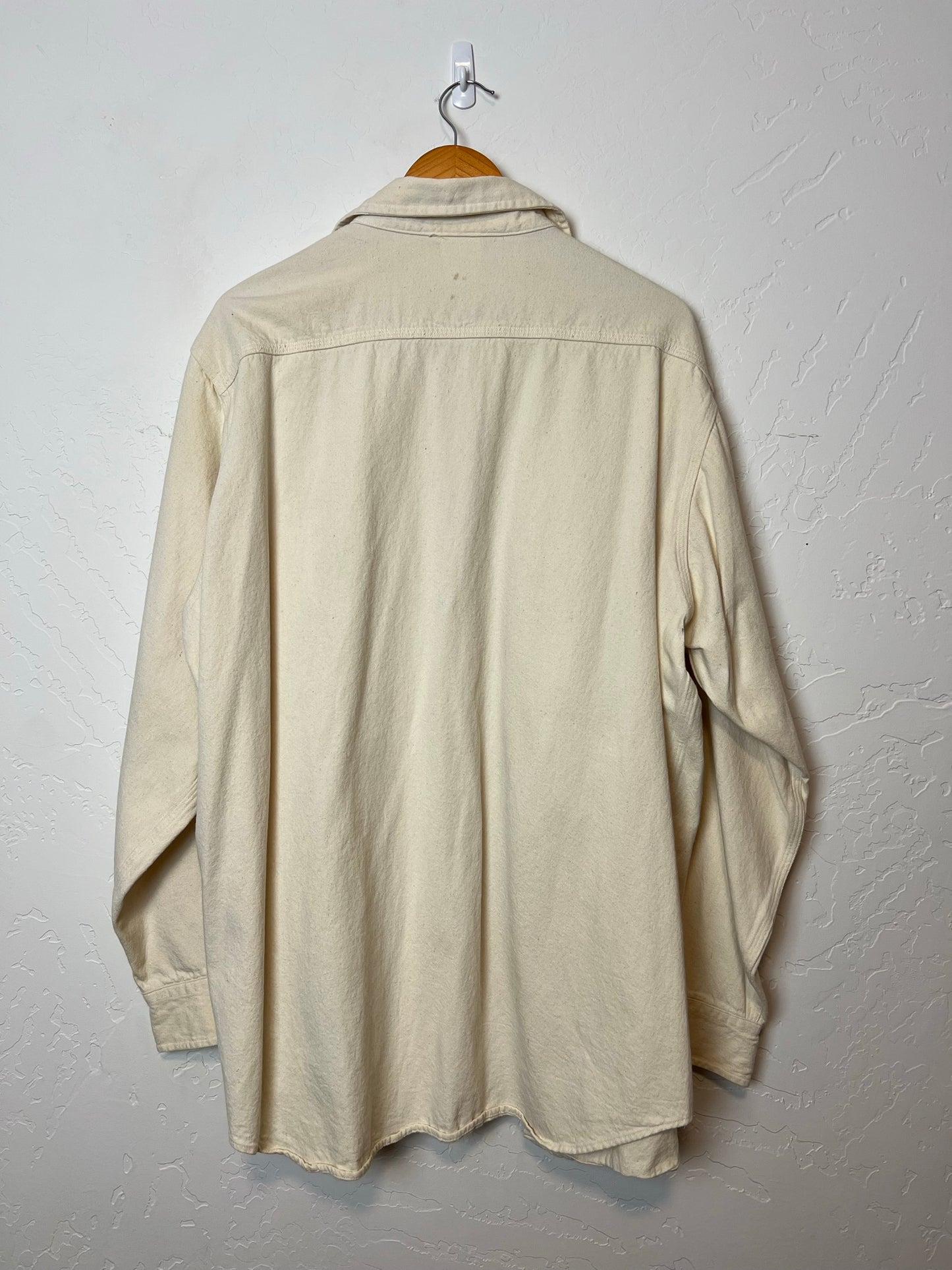 Carhartt Rugged Outdoor Wear Cream Canvas Work Shirt - Size L