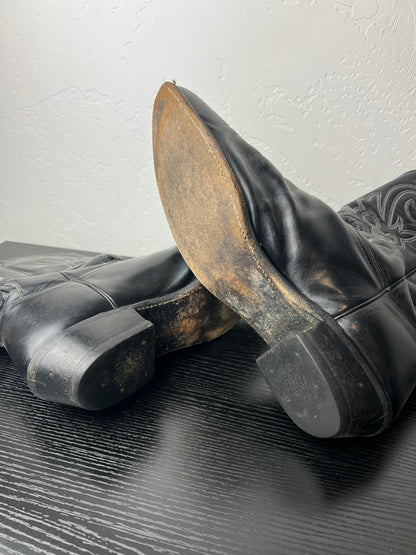 Justin Black Leather Cowboy Boots - 15 E
