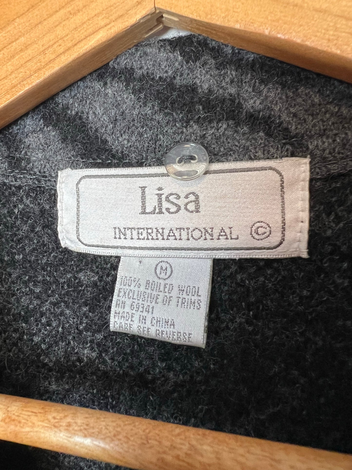 Lisa International Grey Zebra Print Wool Vest - Size M