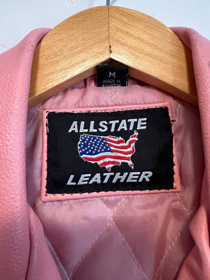Allstate Leather Pink Motorcycle Jacket - Size M
