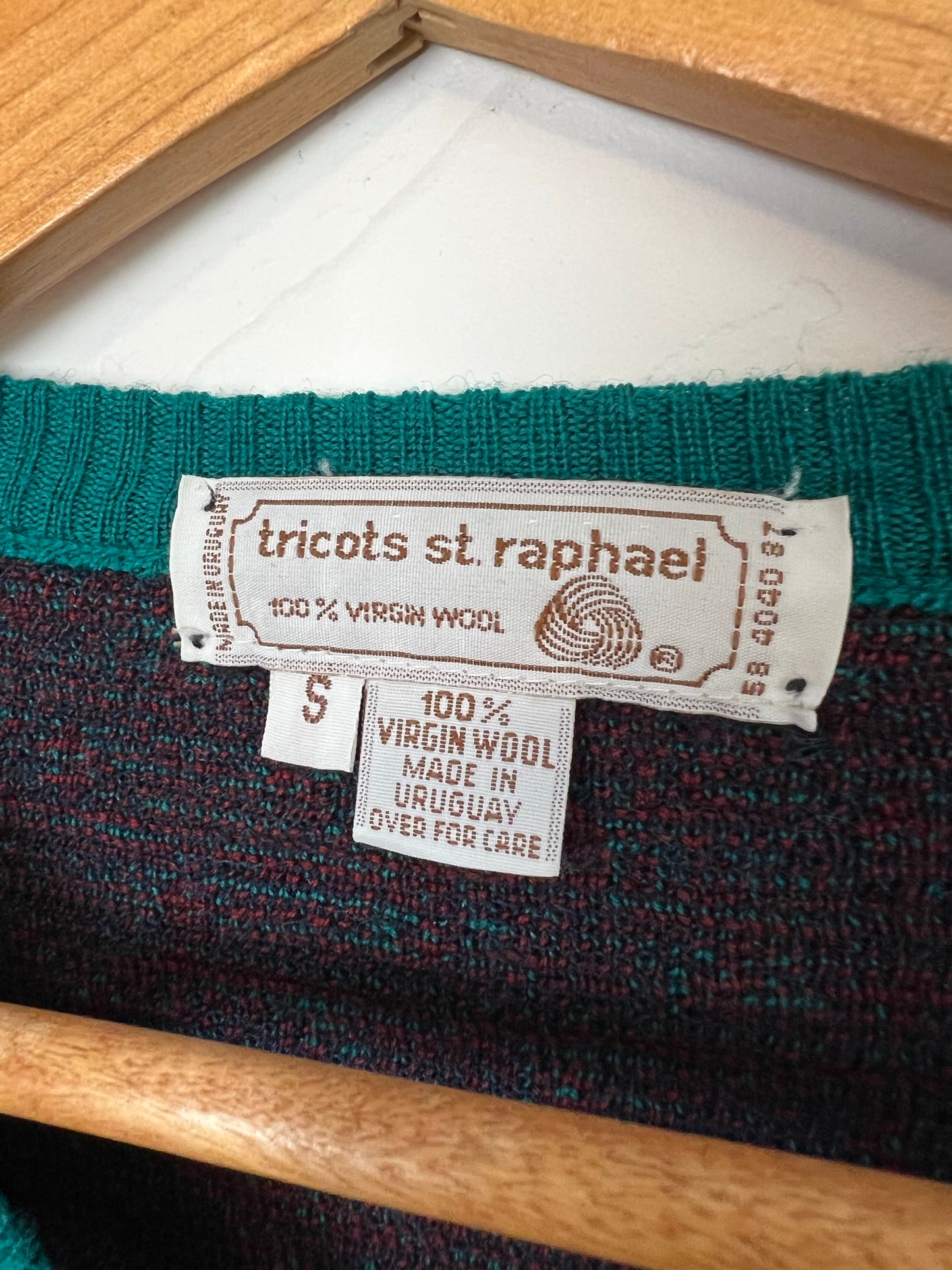 Tricots St. Raphael Teal Polka Dot Wool Sweater - Size S
