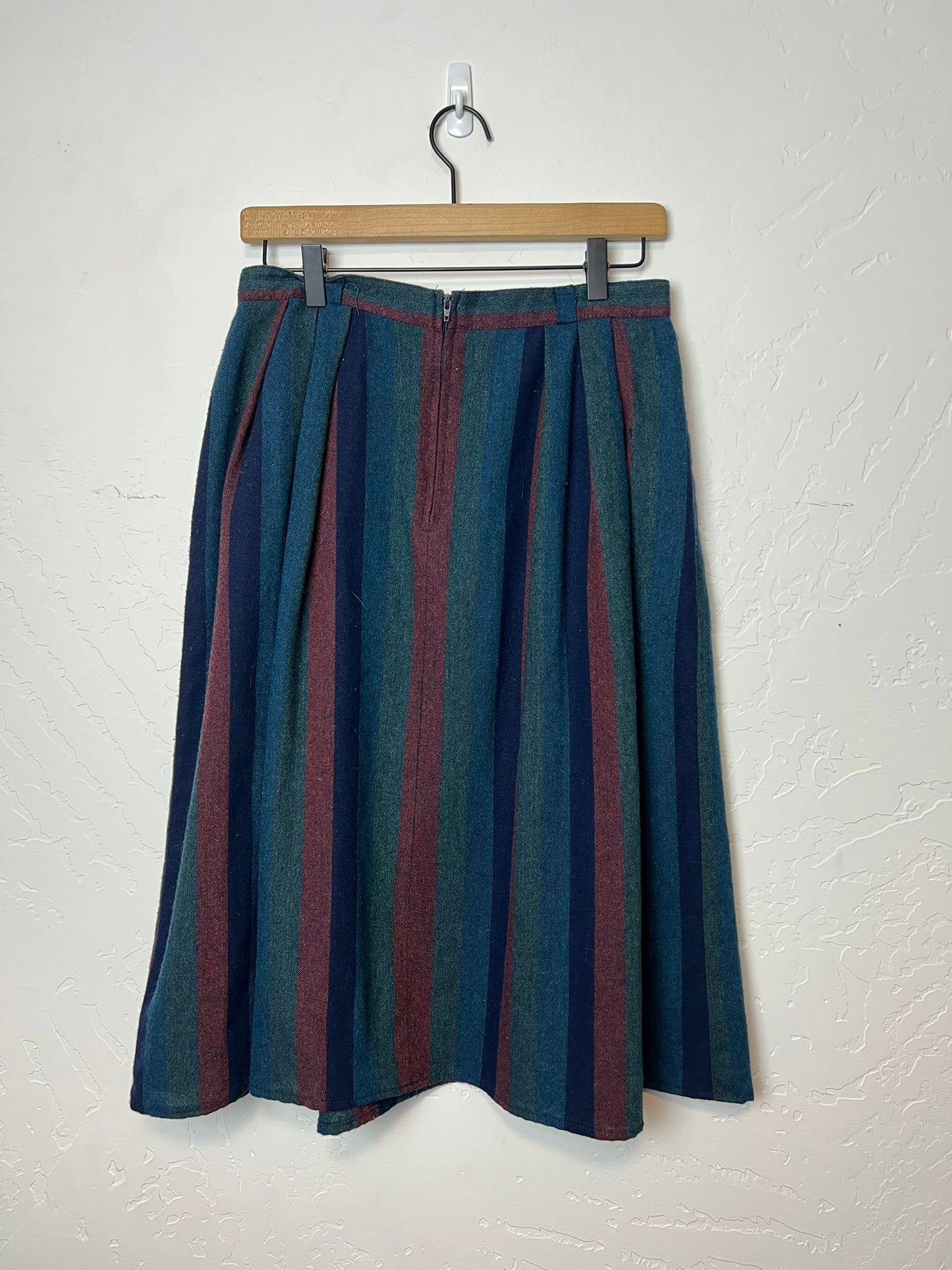 College Town Striped Wool Midi Skirt - M