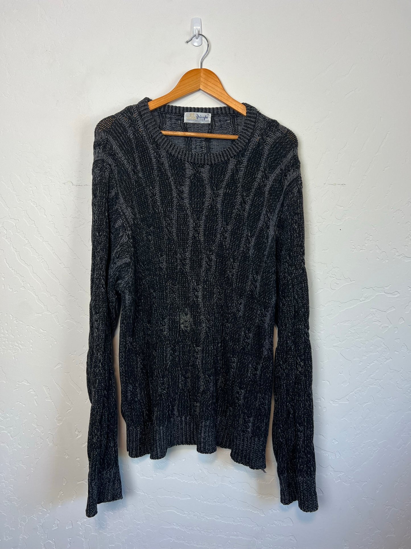 Pringle of Scotland Charcoal Cable Knit Sweater - Size XL