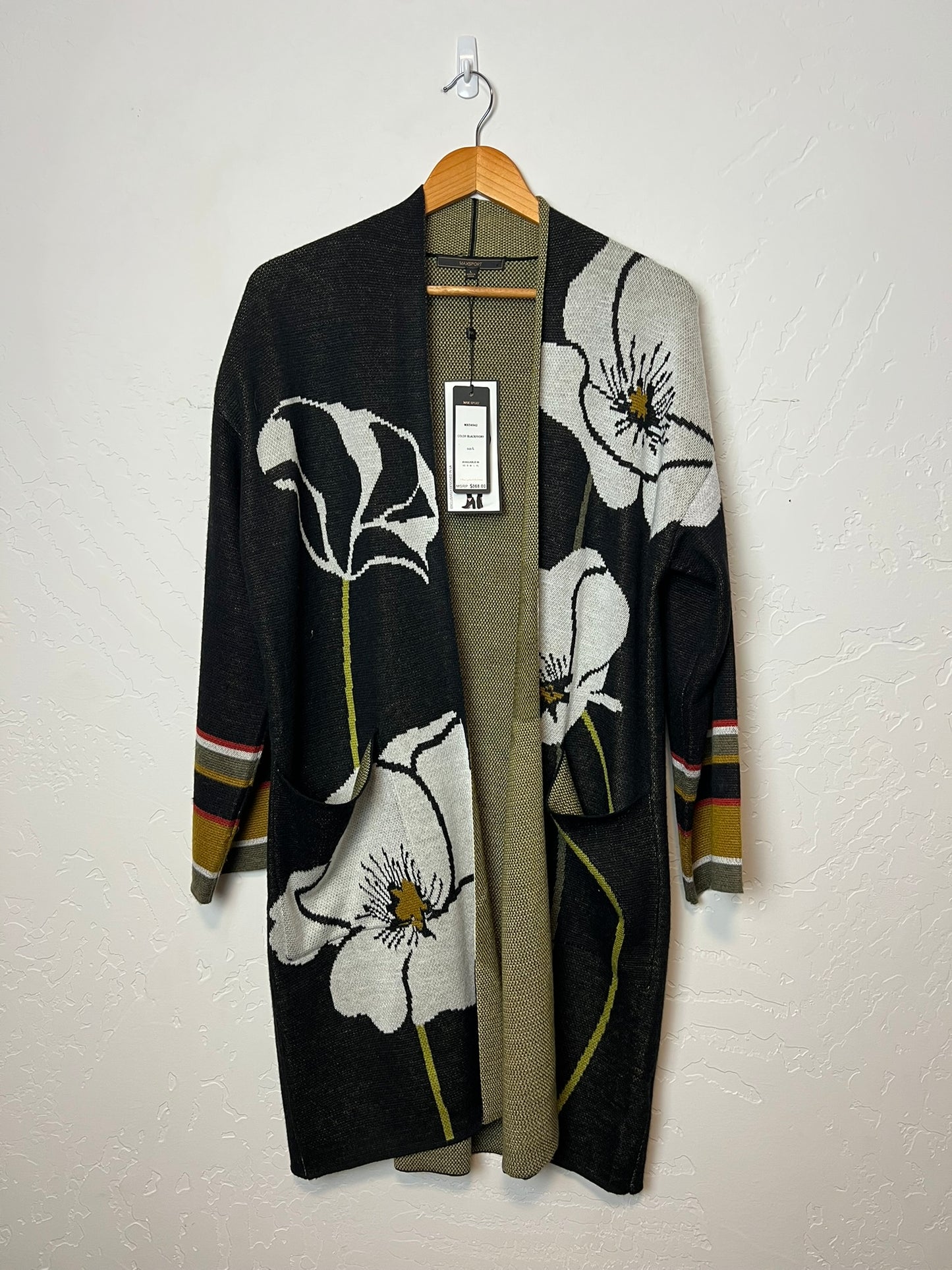 Maxsport Floral Intarsia Duster Cardigan - L