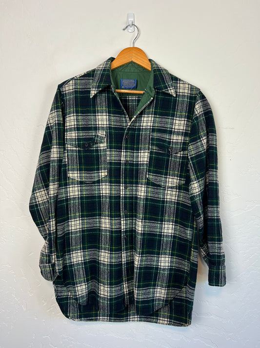 Pendleton Board Shirt Green Plaid Wool - 16