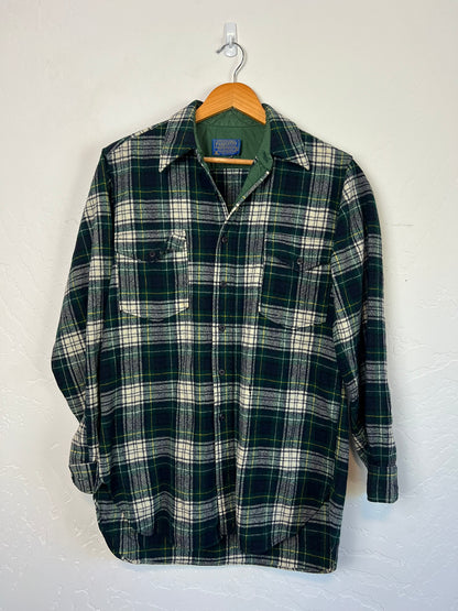 Pendleton Board Shirt Green Plaid Wool - 16