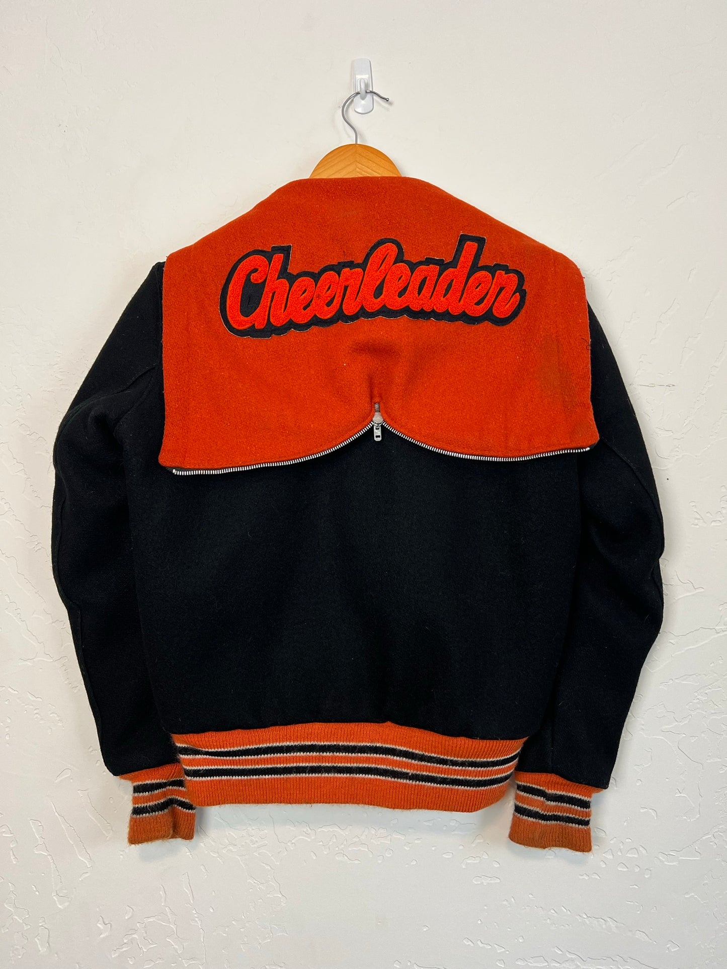 Vintage Wool Varsity Letterman Jacket Black & Orange - #88