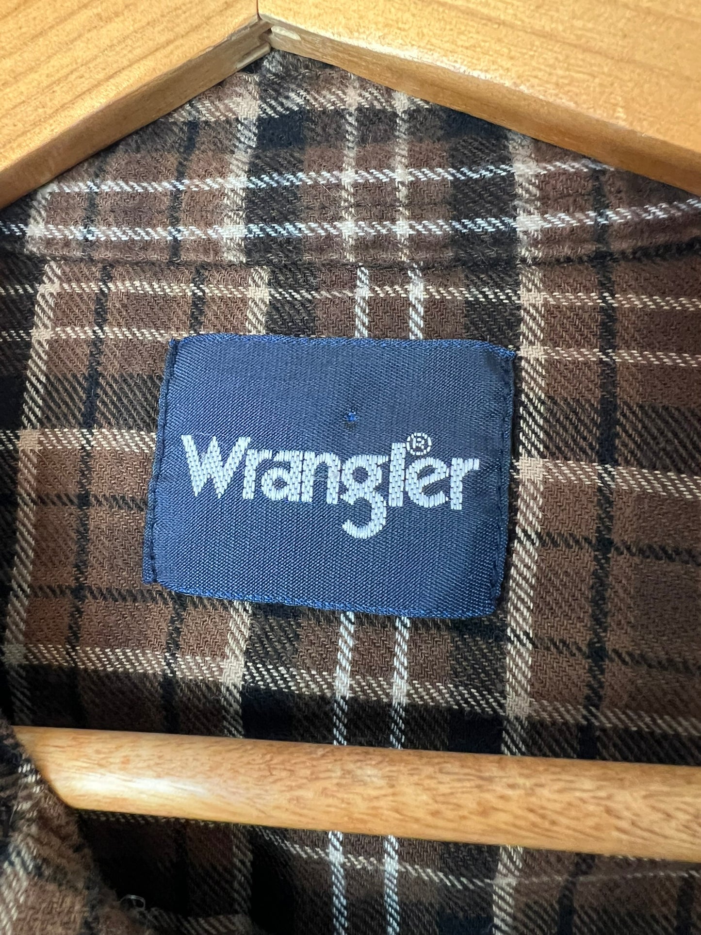 Wrangler Western Flannel Brown Plaid Pearl Snap - LT