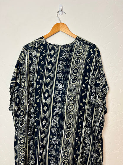 Vintage Navy Boho Printed Tunic Dress