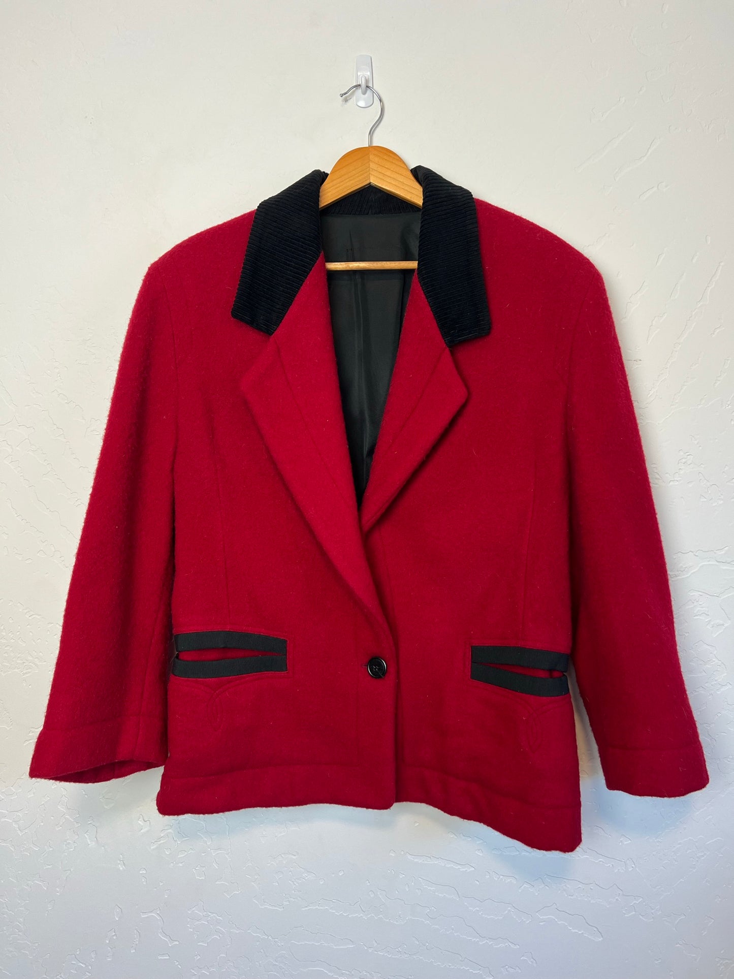 Italian Pure Wool Blazer with Corduroy Collar - XL