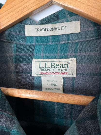 L.L.Bean Chamois Cloth Shirt Teal Plaid - L