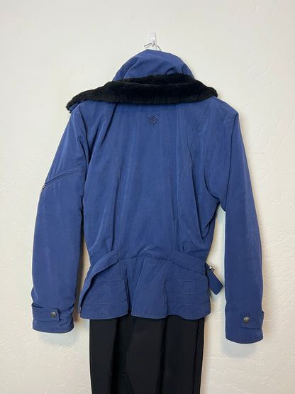 Nils Skiwear Royal Blue Ski Suit with Fur Collar - Size 10