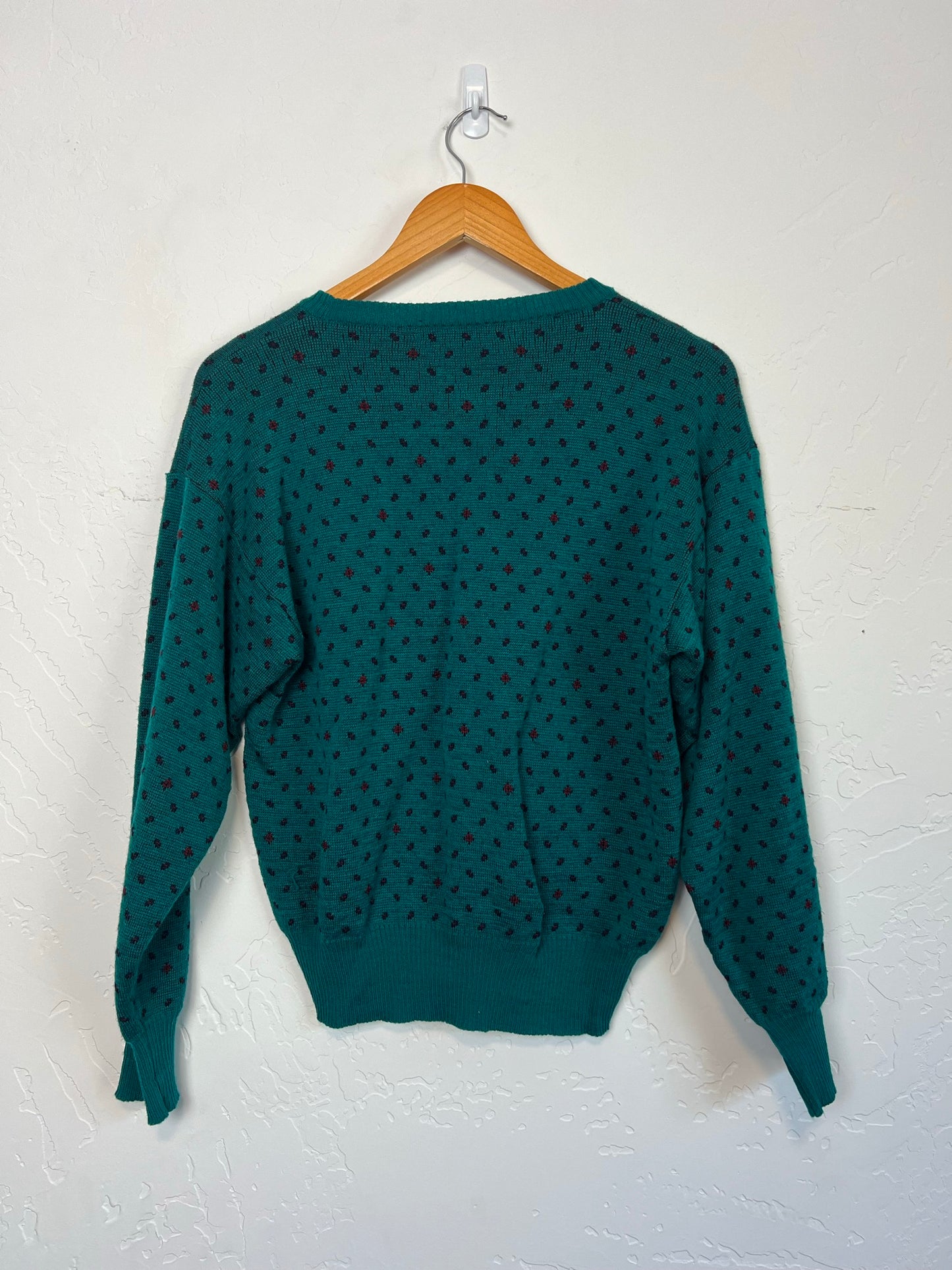Tricots St. Raphael Teal Polka Dot Wool Sweater - Size S
