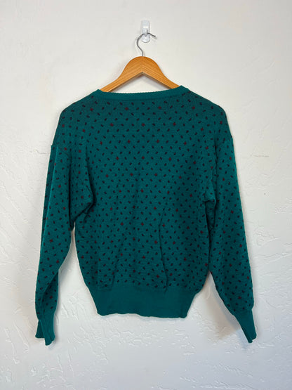 Tricots St. Raphael Teal Polka Dot Wool Sweater - Size S