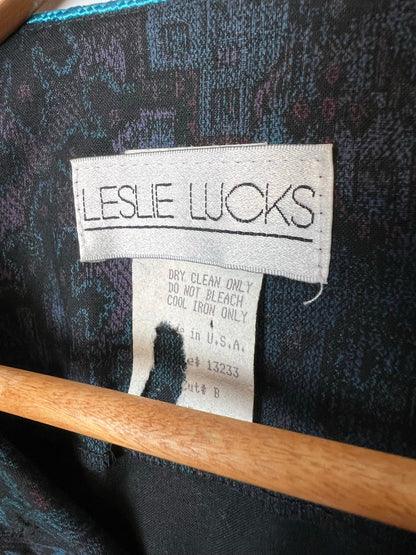 Leslie Lucks Teal Paisley Tapestry Crop Top - Size 8
