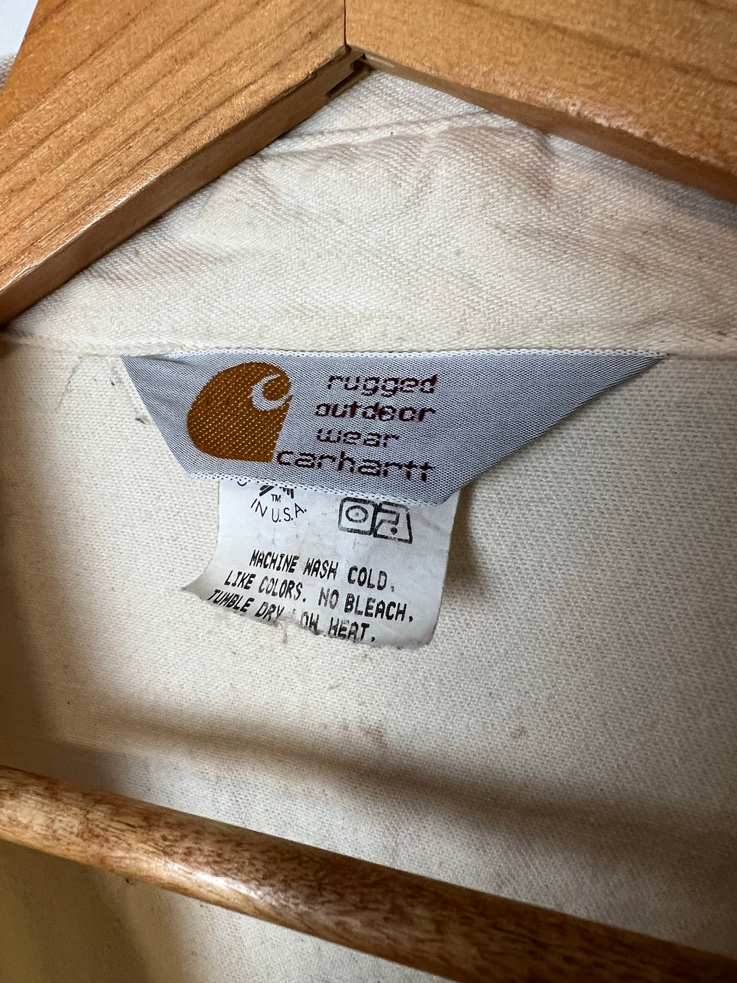 Carhartt Rugged Outdoor Wear Cream Canvas Work Shirt - Size L
