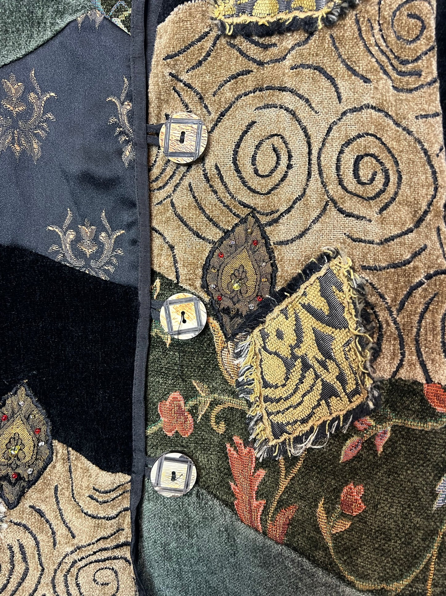 Indigo Moon Velvet Patchwork Art Jacket - L