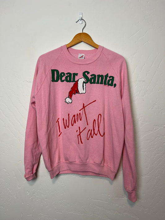 Airwaves 1987 Pink 'Dear Santa, I Want It All' Christmas Sweatshirt - Size XL