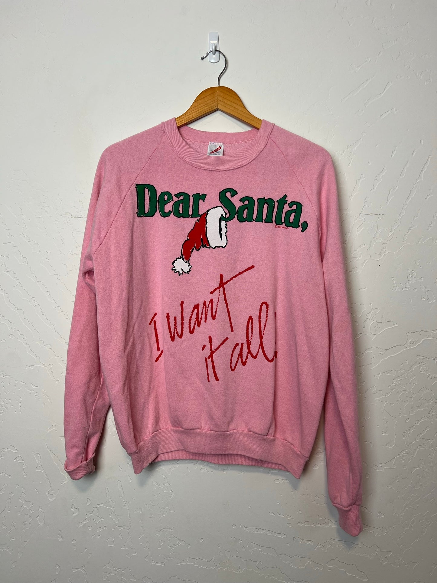 Airwaves 1987 Pink 'Dear Santa, I Want It All' Christmas Sweatshirt - Size XL