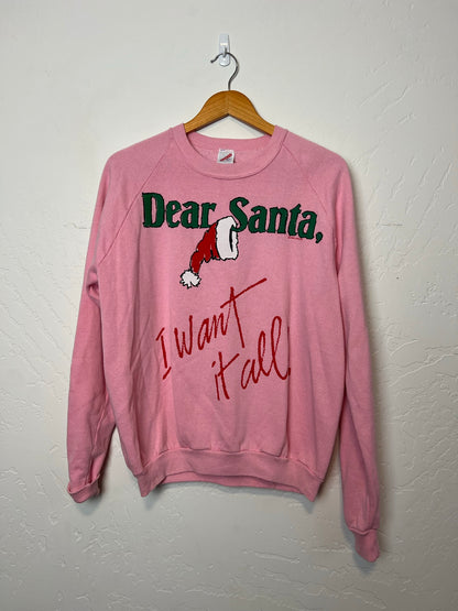 Airwaves 1987 Pink 'Dear Santa, I Want It All' Christmas Sweatshirt - Size XL
