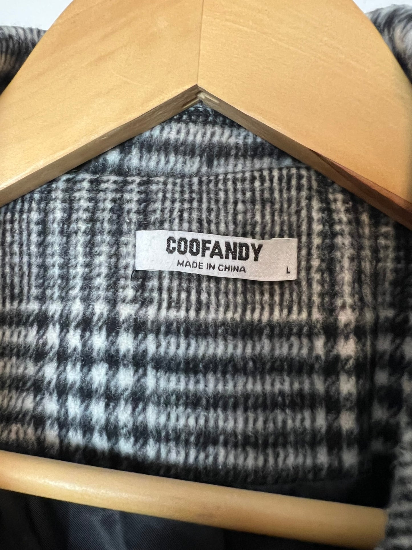 COOFANDY Glen Plaid Peacoat - L