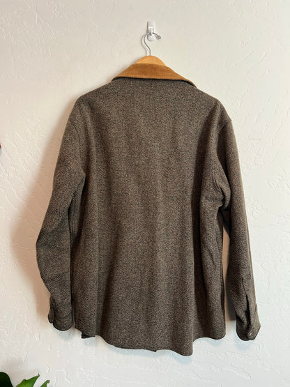 Woolrich Tweed Shirt Jacket with Corduroy Collar - L