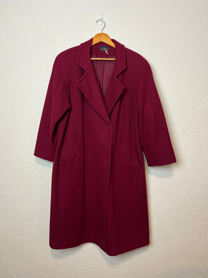 Hunter's Run Burgundy Wool Double-Breasted Coat - Size 14p