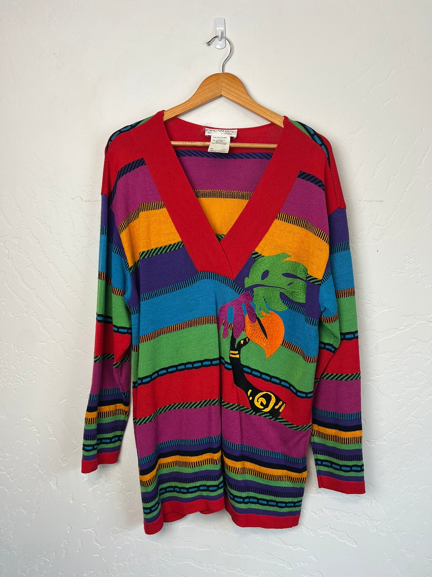 Dino Valiano Tropical Striped Knit Sweater - 42 (W. Germany)