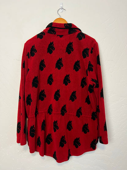 County Clothing Co. Red & Black Duck Print Fleece Jacket - Size L